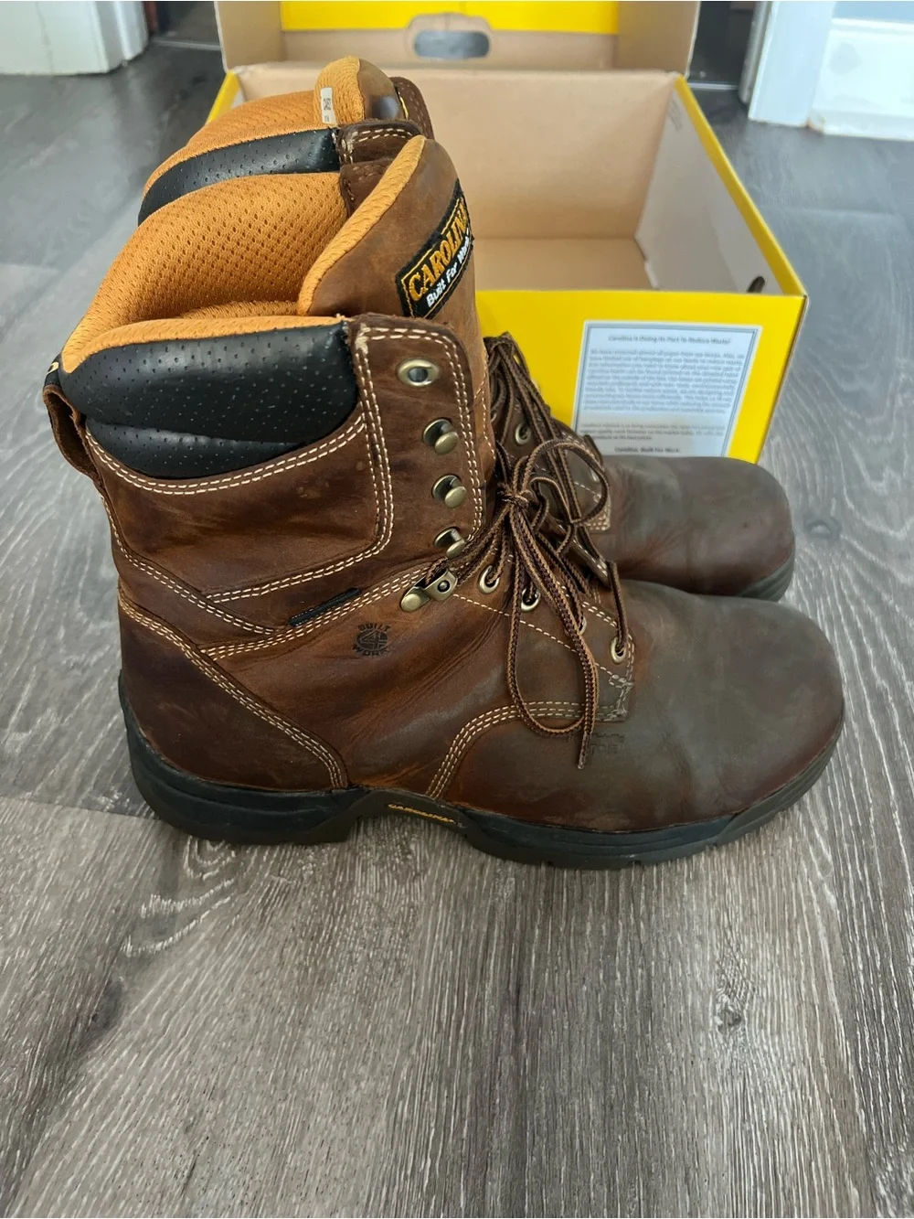 Men's Brown Leather Steel Toe Work Boots - Durable Safety Footwear size 13
